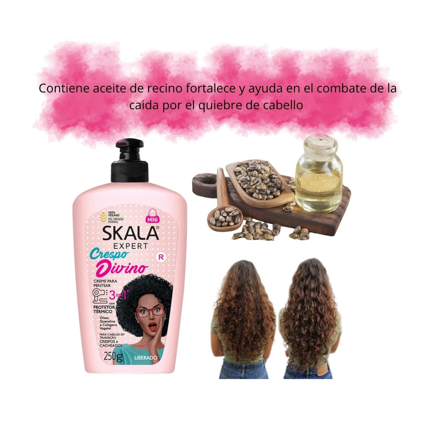 Crema para Peinar 3 en 1 Crespo Divino Skala 250g Hidrata Antifrizz.