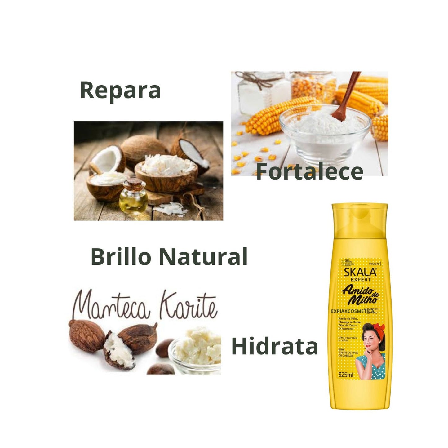 Shampoo Almidon de Maiz Skala 325ml Fuerza y Brillo