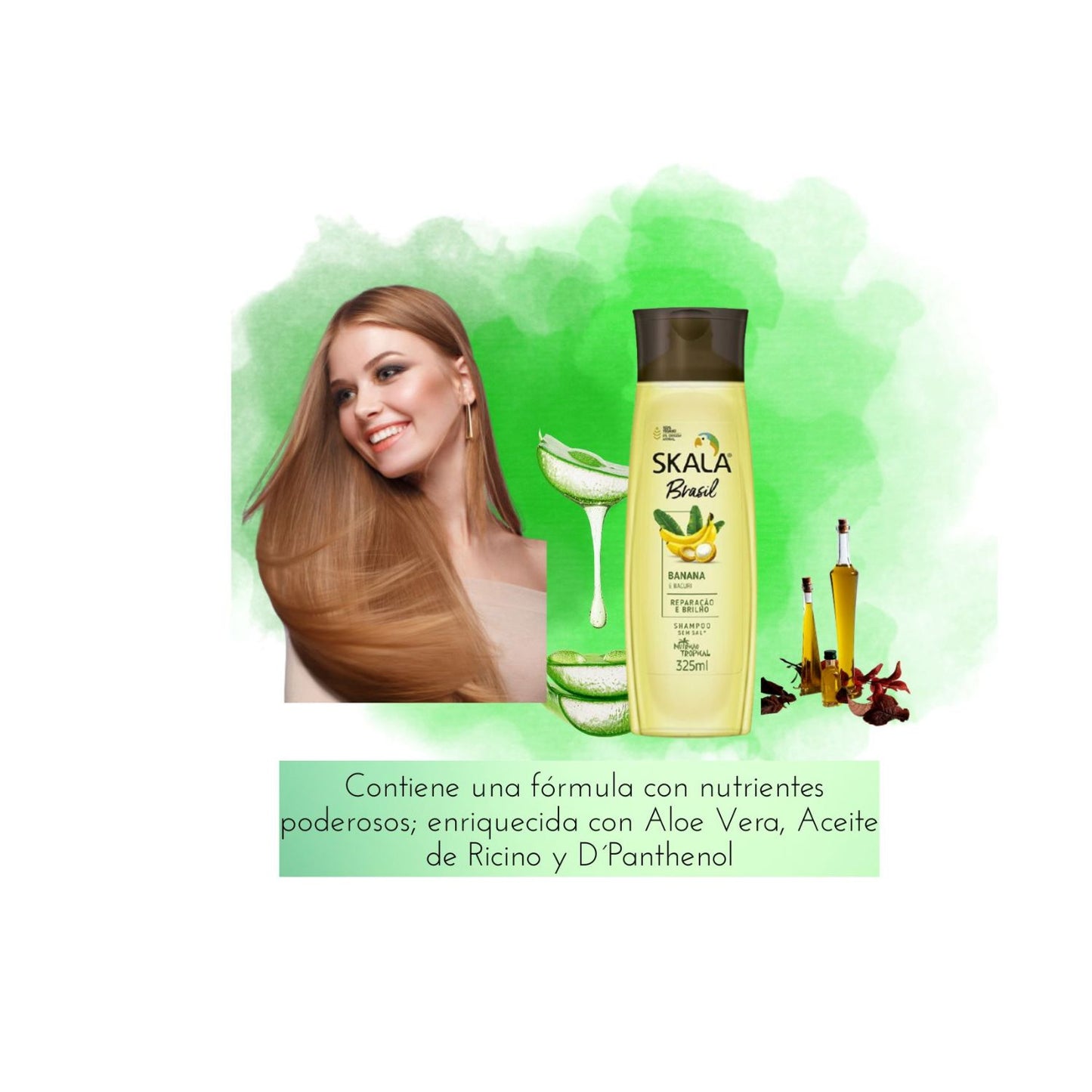 Shampoo Banana y Bacauri Skala 325ml Nutre Antifrizz Reconstruye