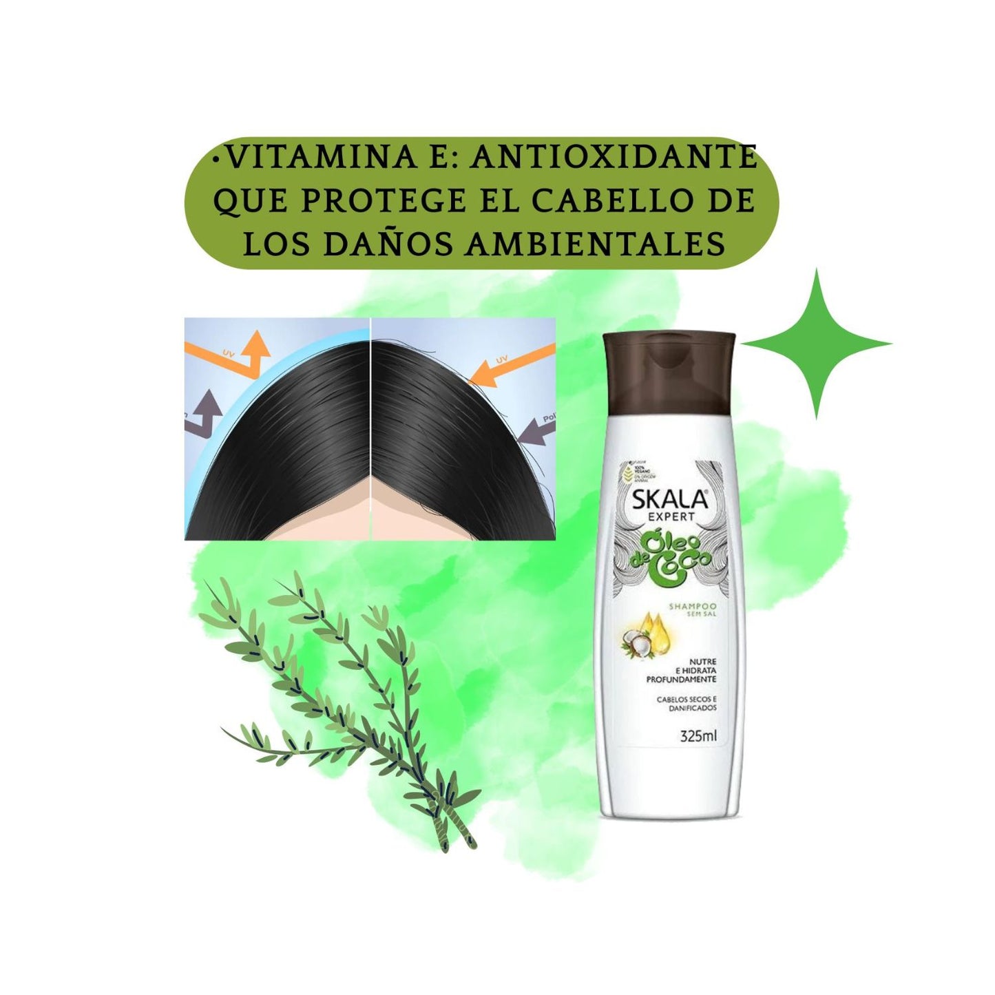 Shampoo Oleo de Coco 325ml Skala Suaviza Brillo Hidrata