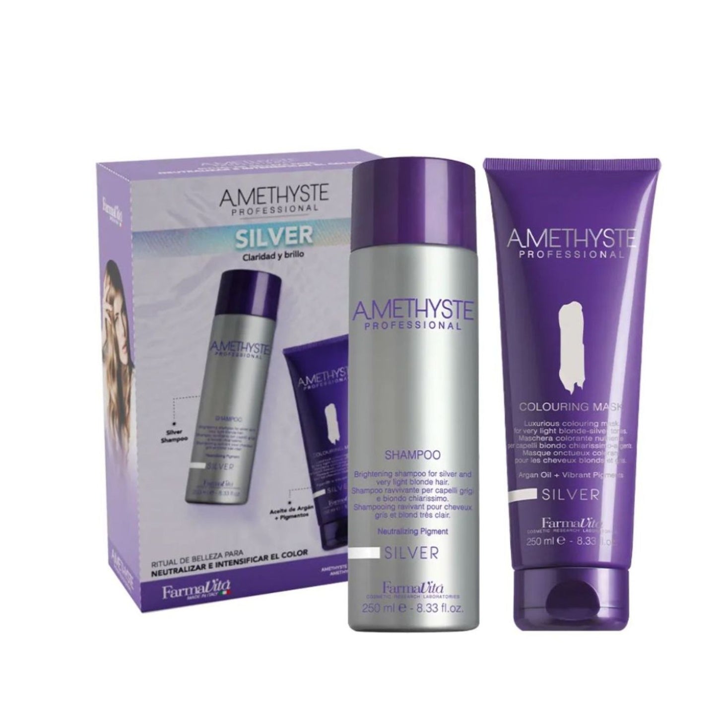 Pack Farmavita Amethyste Silver Colorin Cabellos Plateados