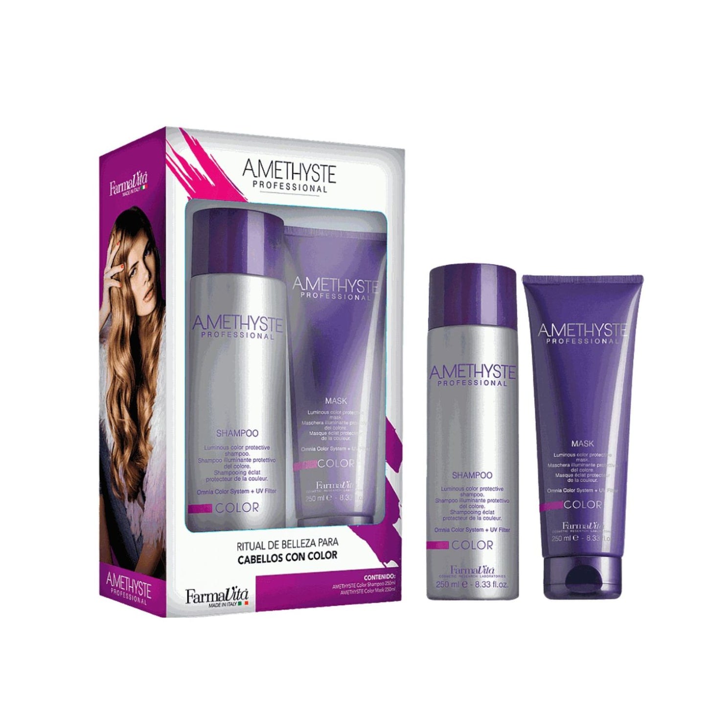 Pack Farmavita  Amethyste Color Shampoo 250ml Mascara 250ml