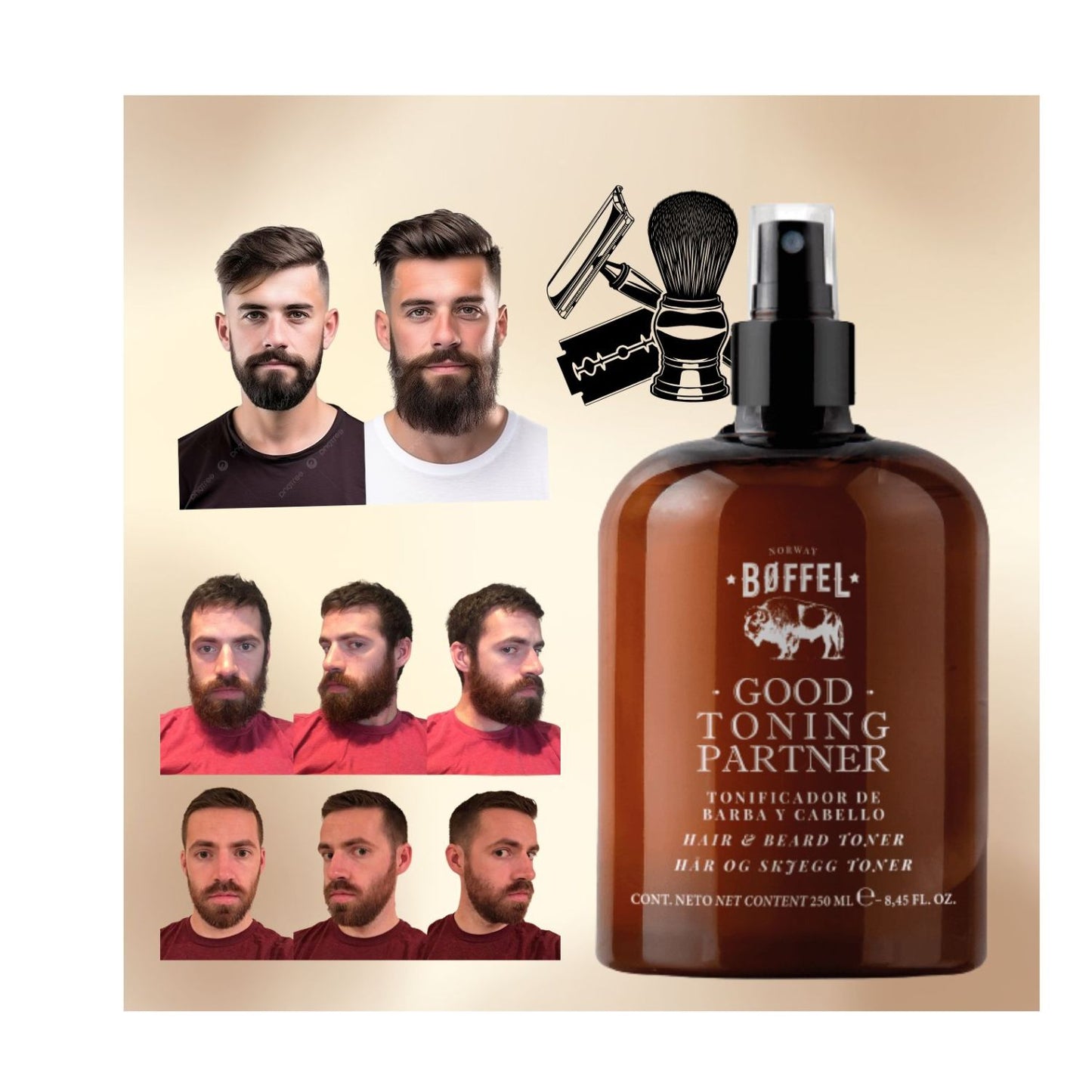 Tonico Capilar de Barba y Cabello  250ml Boffel Suave y Sedoso