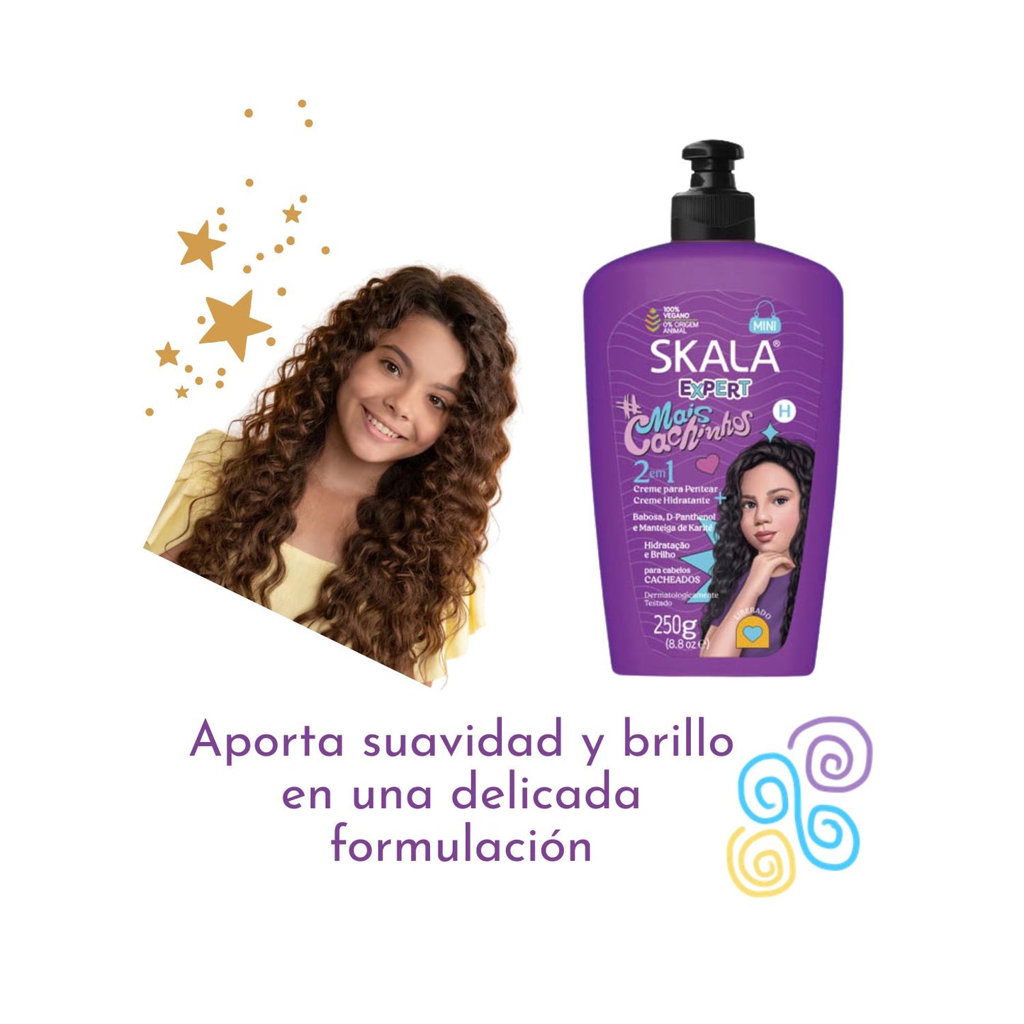 Crema de Peinar Skala Mais Cachinhos 2 en 1 250ml Hidratación