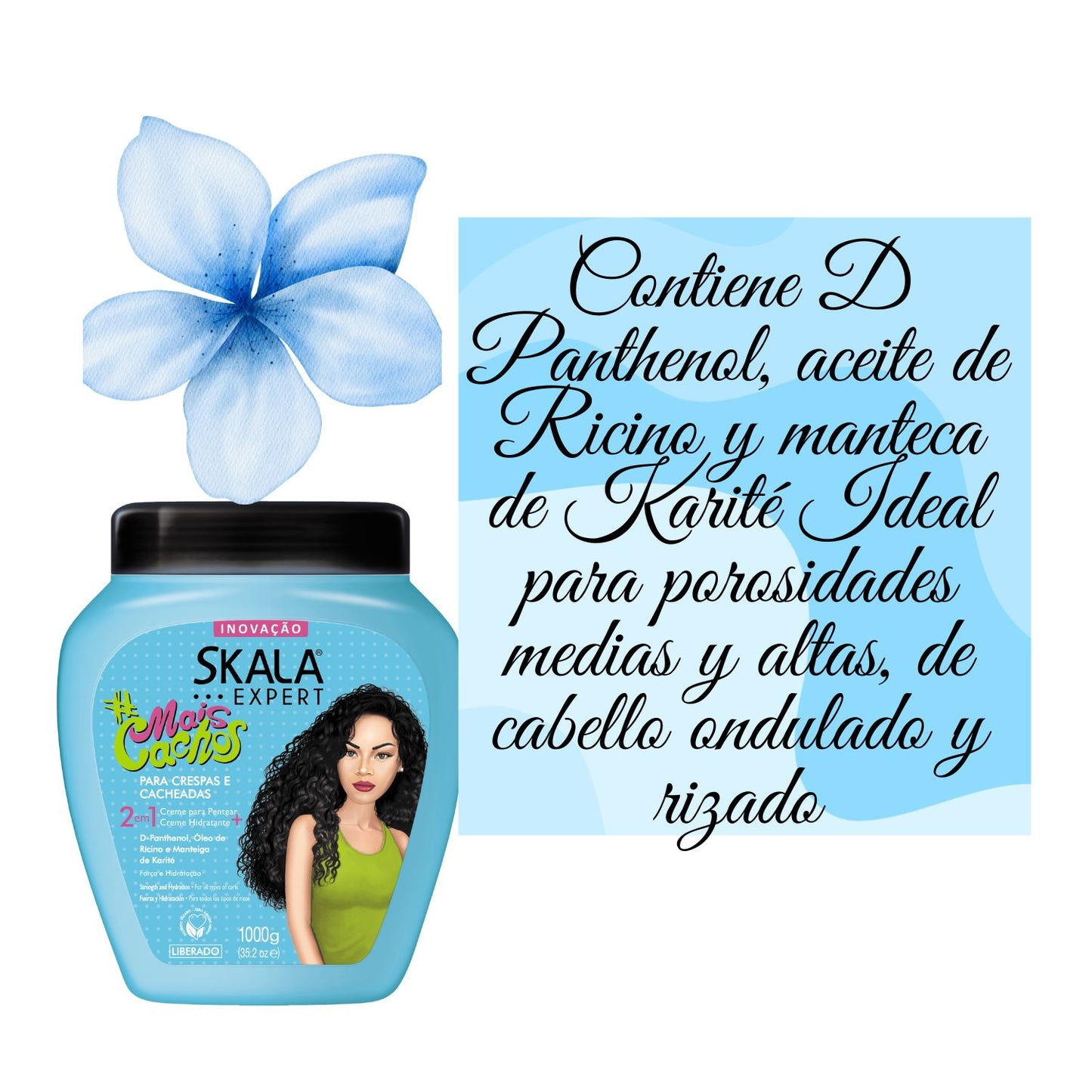 Mascara Skala Tratamiento Mais Cachos 2 en 1 1000ml Fuerza Hidratacion