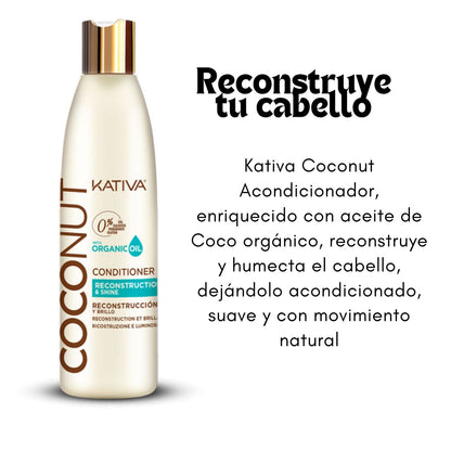 Acondicionador Coconut Oil Kativa 250ml Antifrizz Sella Aporta Brillo