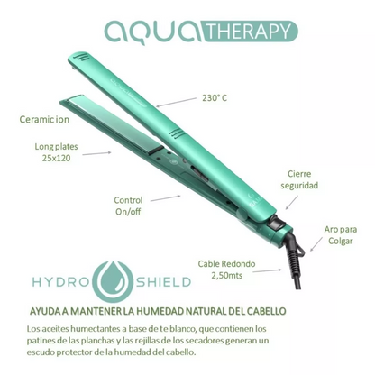 Plancha Alisadora Aqua Theraphy Gama Ceramic Ion Hidrata y Protege