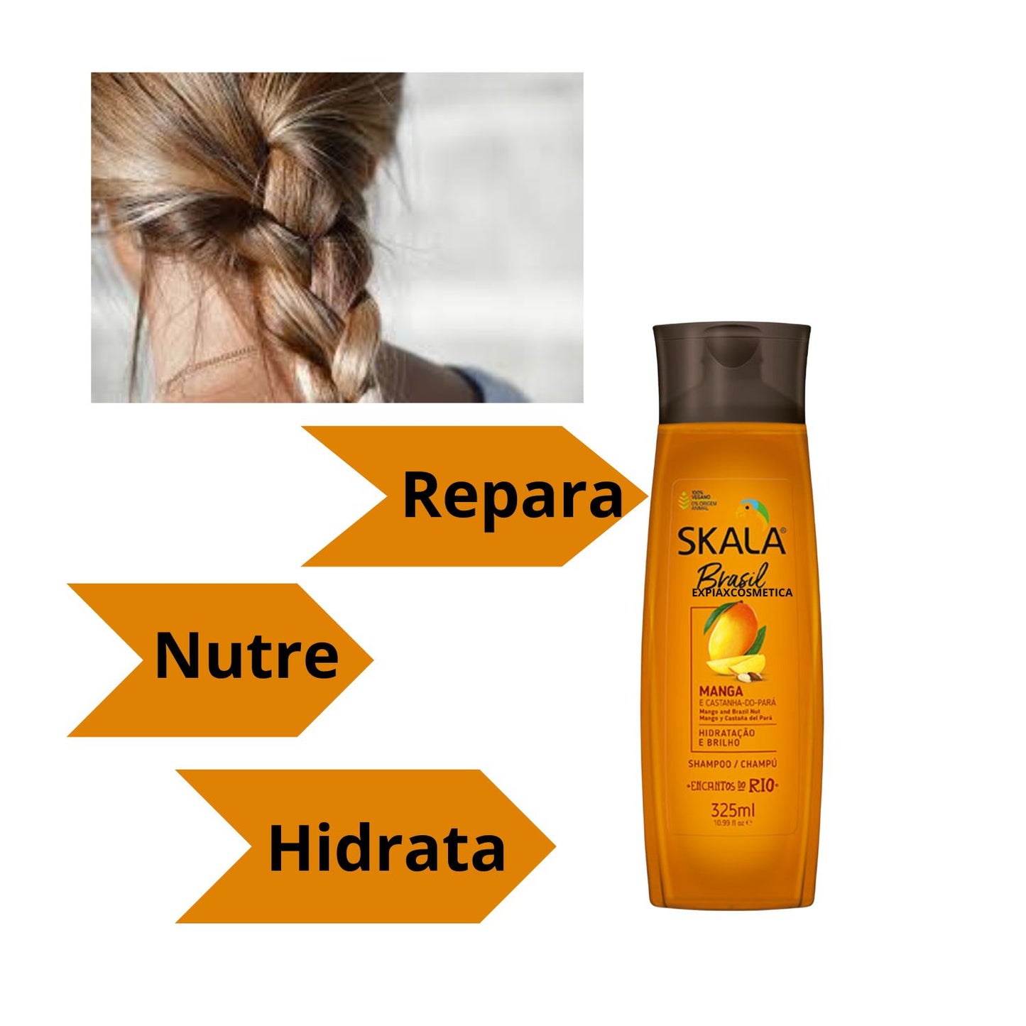 Shampoo Skala Mango Y Castaña 325 Ml Antifrizz Nutre da Brillo