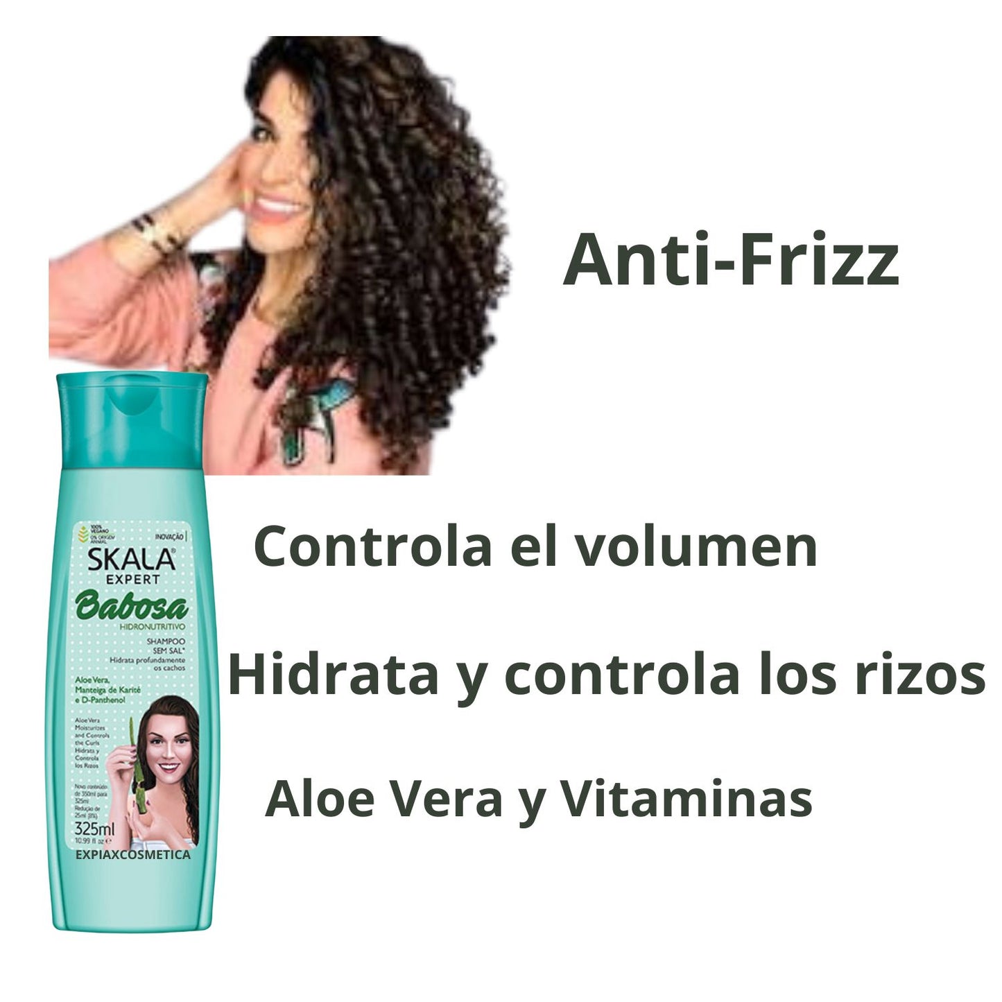 Shampoo Babosa Aloe Vera Skala 325ml Hidrata Nutre Antifrizz