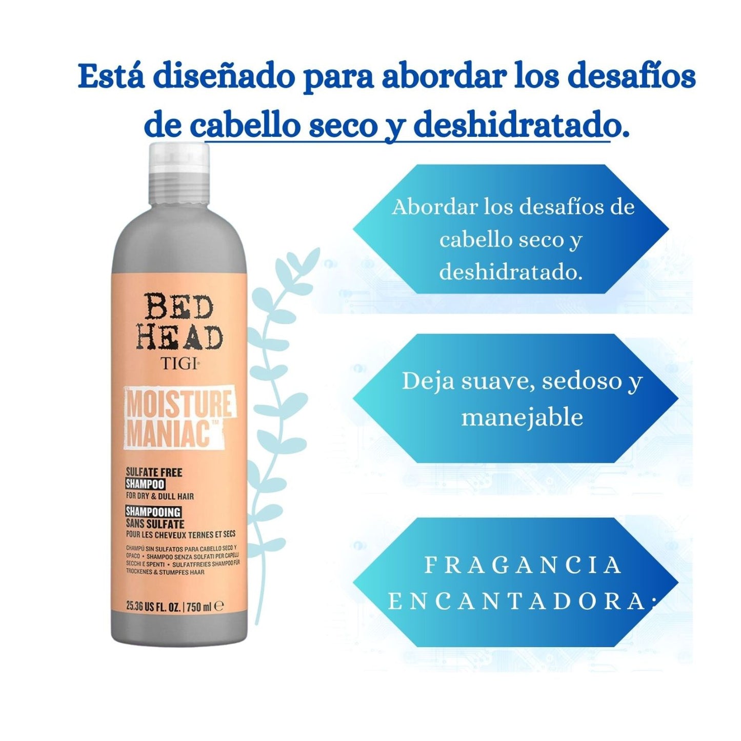 TIGI Bed Head Shampoo Moisture Maniac Revitalizante 750ml Cabello Seco