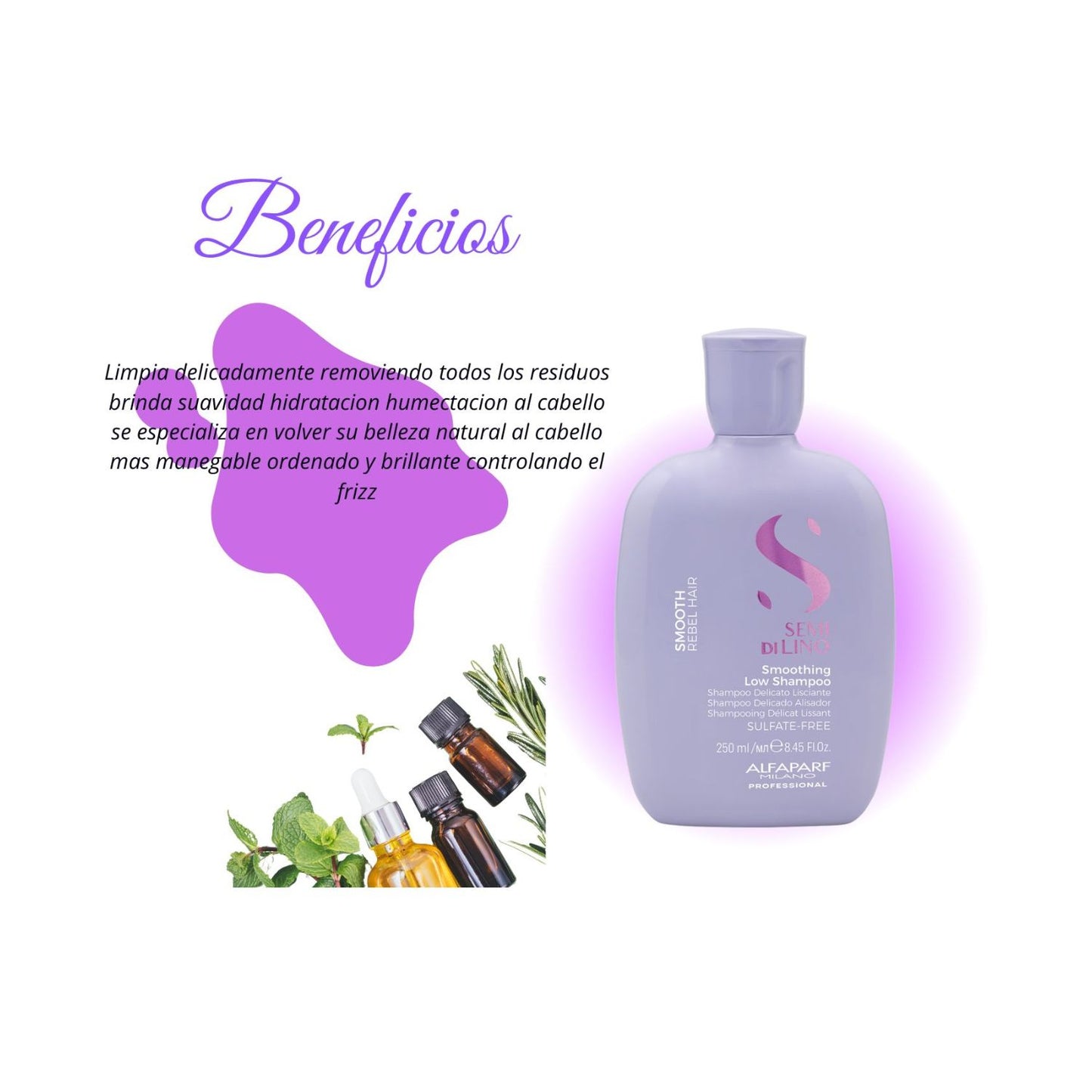 Alfaparf Semi Di lino Shampoo Smooth Rebel 250ml Anti Encrespamiento