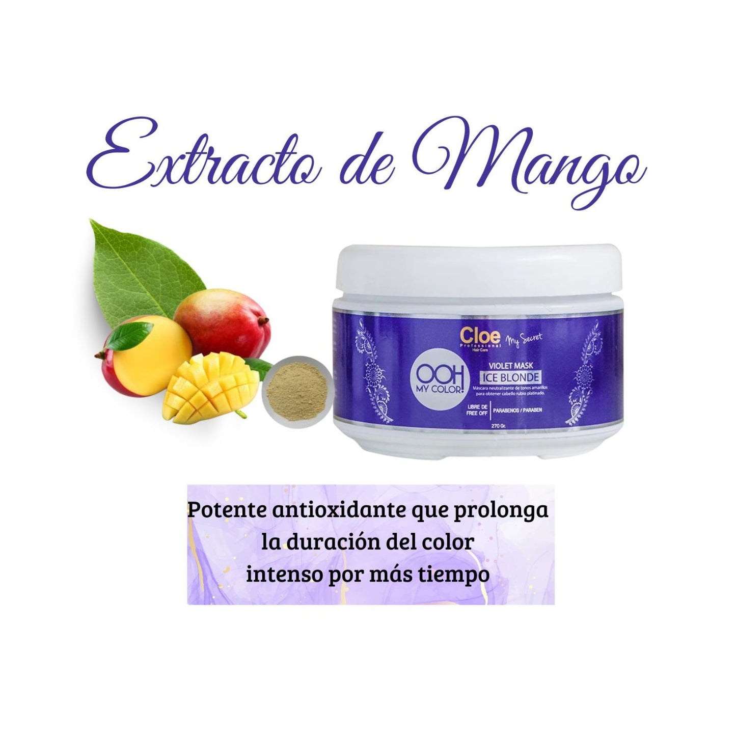 Máscara Cloe Ooh My Color Ice Blonde 270gr Matiza Hidrata Neutraliza