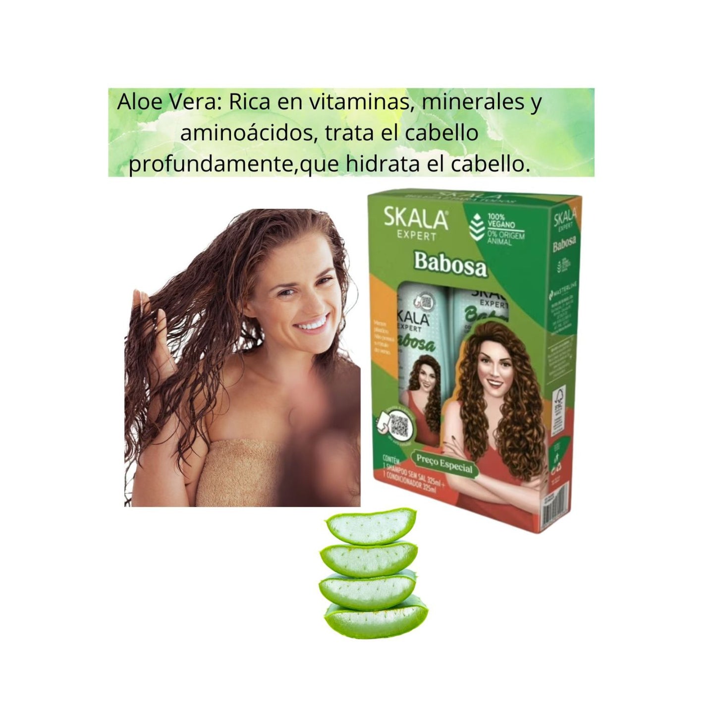 Kit Skala Babosa Shampoo Acondicionador Cabello Rizados Antifrizz.