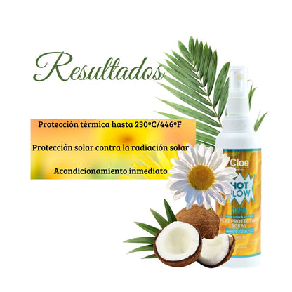 Protector Térmico Cloe Hot Glow Sunny  Antifrizz Aroma Coco.