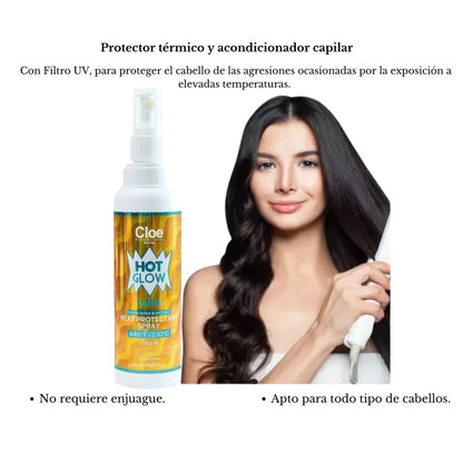 Protector Térmico Cloe Hot Glow Sunny  Antifrizz Aroma Coco.