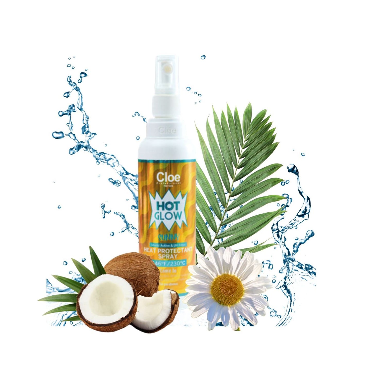 Protector Térmico Cloe Hot Glow Sunny  Antifrizz Aroma Coco.
