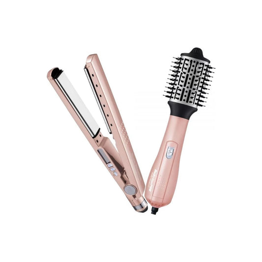 Kit Babyliss Pro Plancha 32mm y Cepillo Secador 64mm  Rose Gold