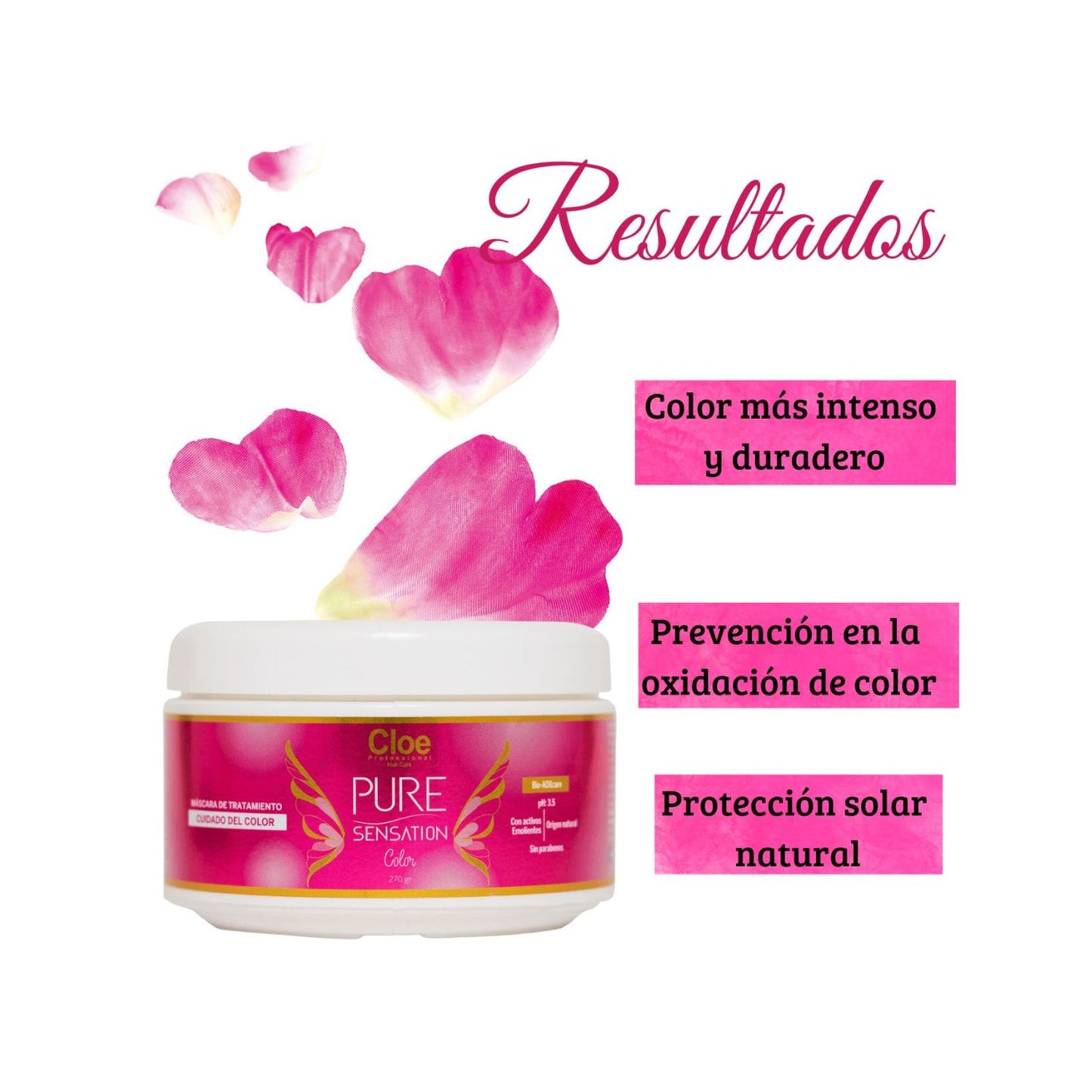 Mascara Cloe Pure Sensation Cuida el Color Hidrata Nutre.