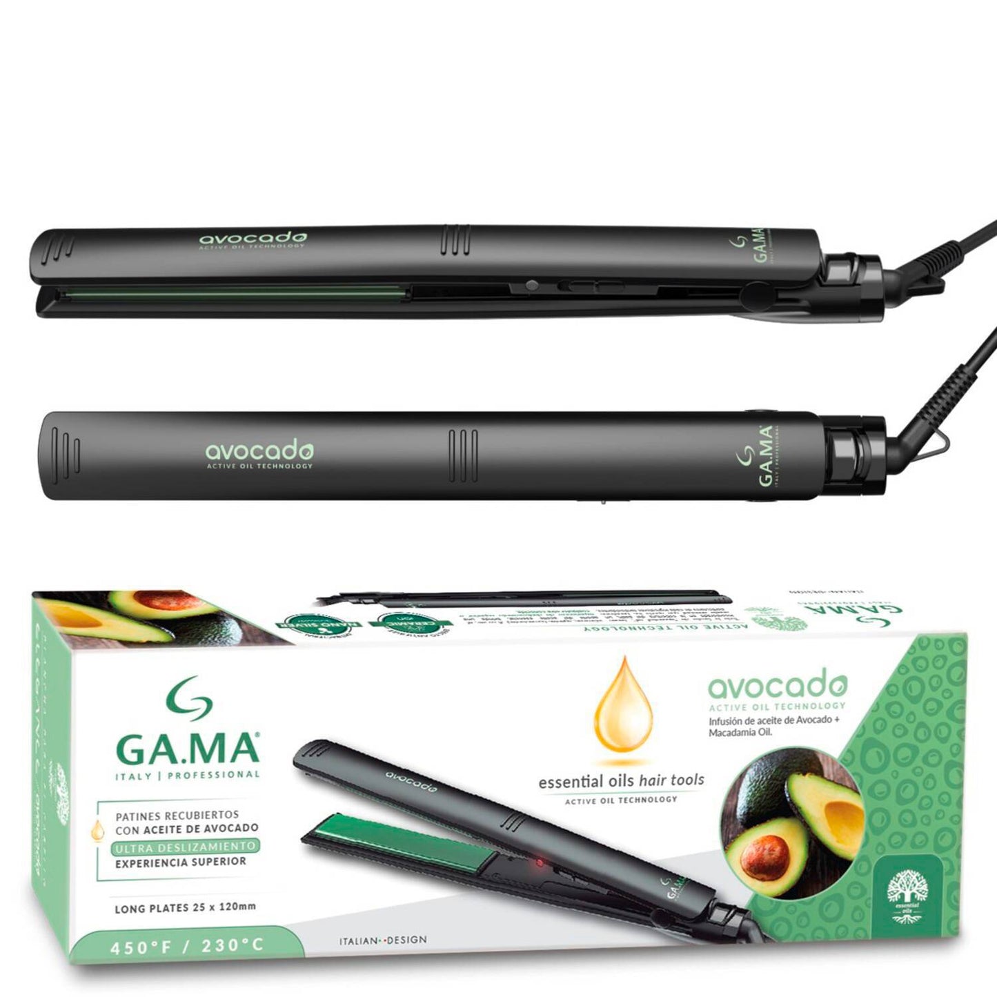 Plancha Alisadora Gama Elegance Avocado Ceramic Ion Active Oil Brillo