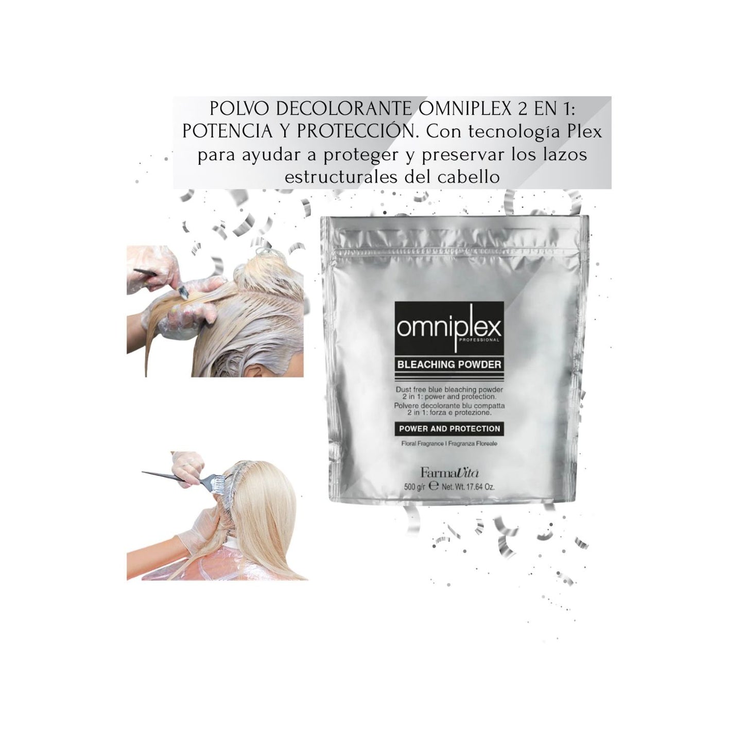 DECOLORANTE OMNIPLEX BLEACHING POWDER 2 EN 1 - 500 GRAMOS - FARMAVITA