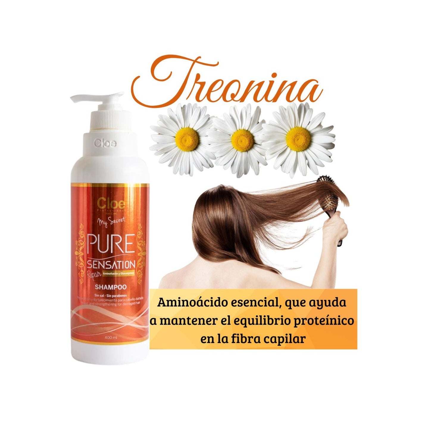 Shampoo Cloe Pure Sensation Repair 400ml Reparacion Fortalece