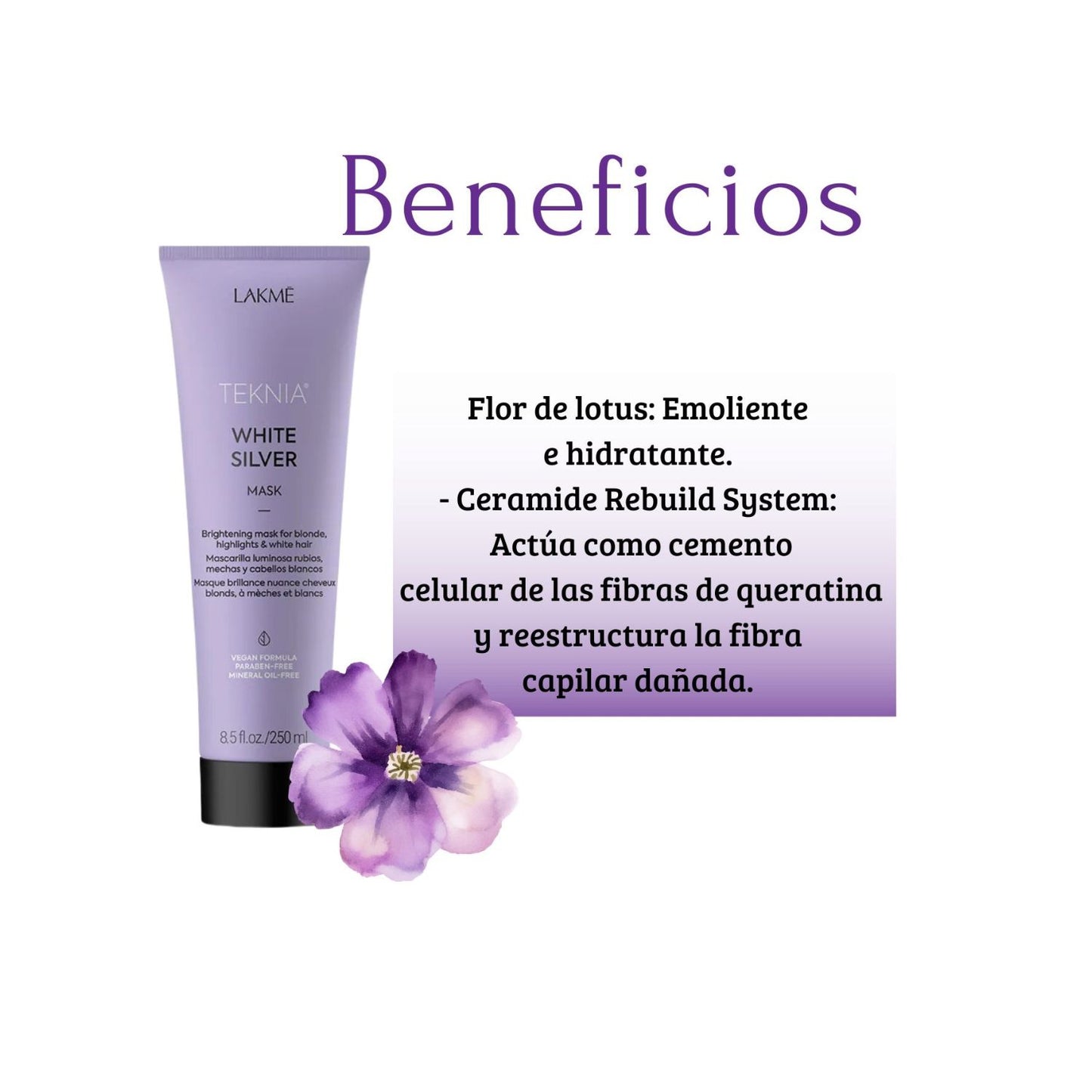 Máscara Lakme Teknia White Silver 250ml Cabellos Rubios con Mechas