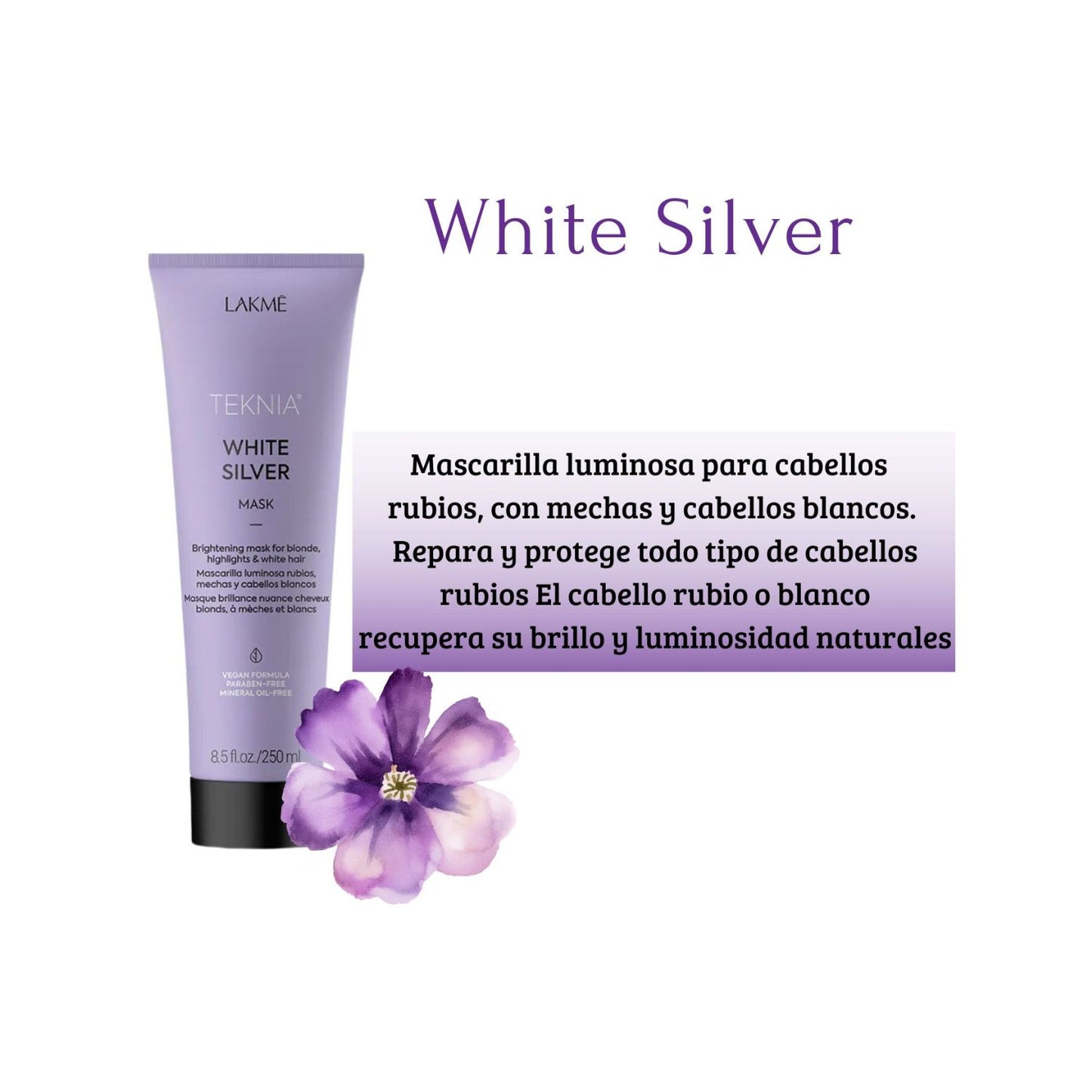 Máscara Lakme Teknia White Silver 250ml Cabellos Rubios con Mechas