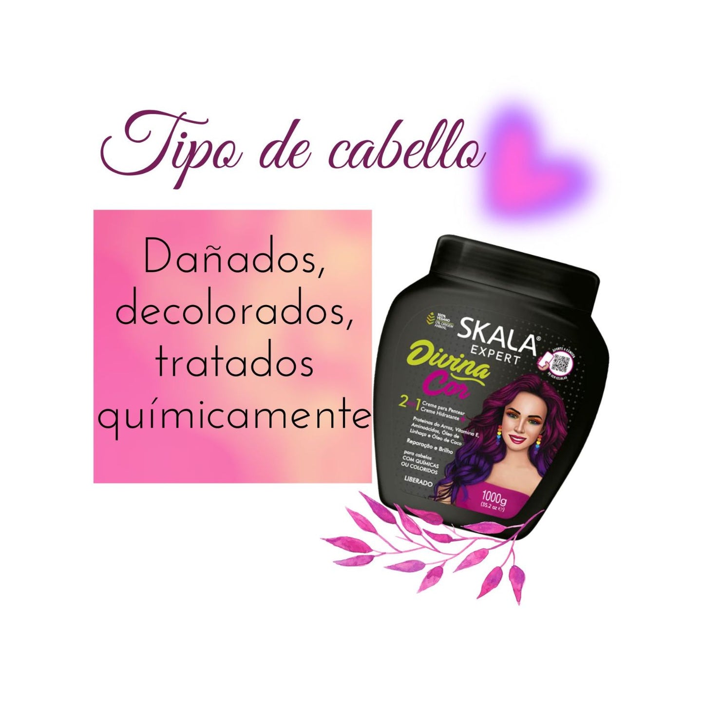 Mascara Skala Tratamiento Divina Cor  2 En 1 1000ml  Cabello Teñido