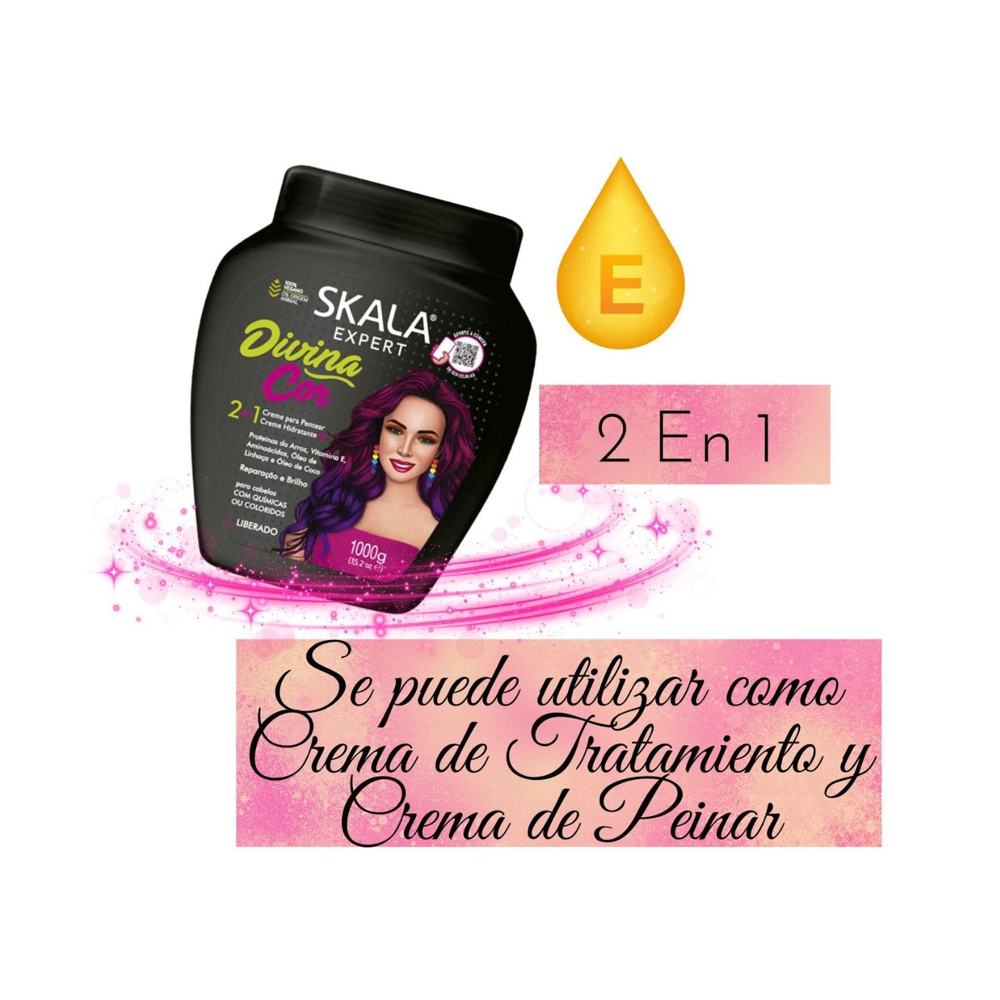 Mascara Skala Tratamiento Divina Cor  2 En 1 1000ml  Cabello Teñido