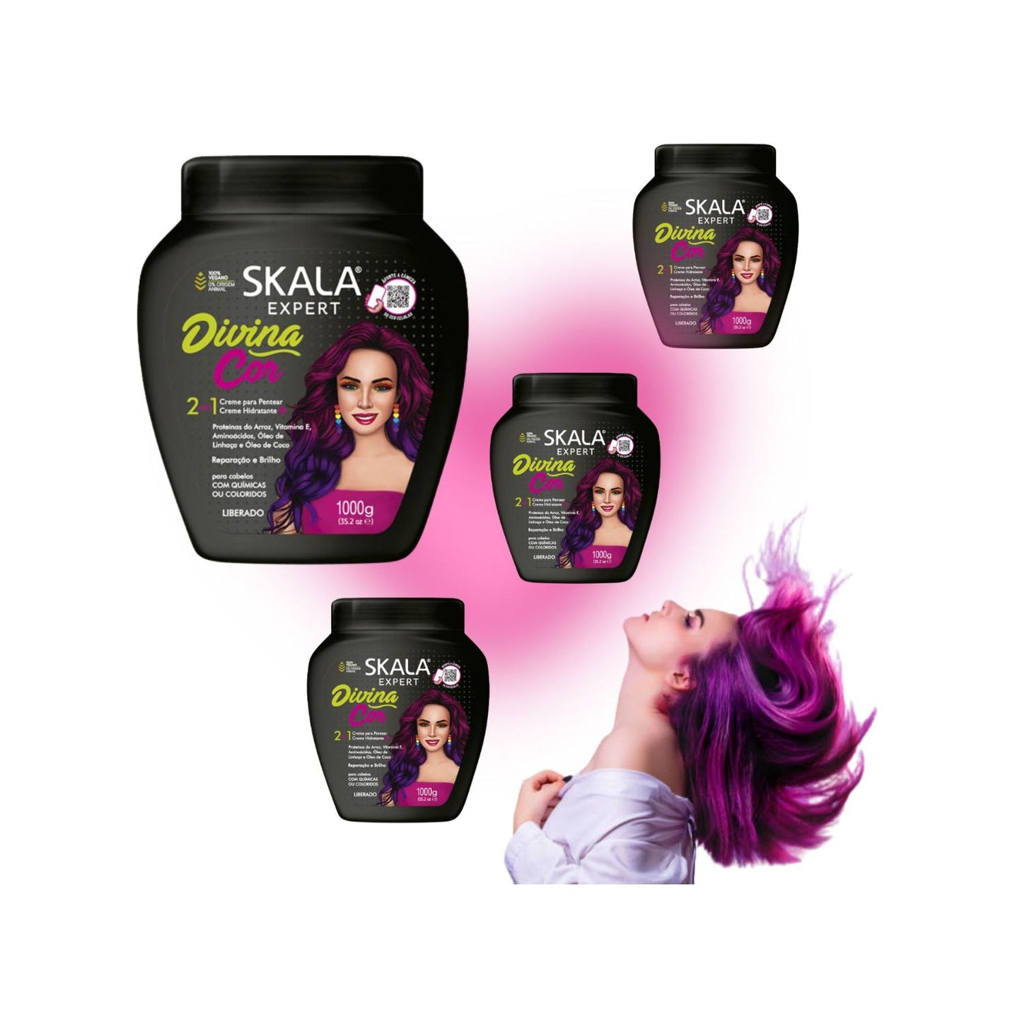 Mascara Skala Tratamiento Divina Cor  2 En 1 1000ml  Cabello Teñido