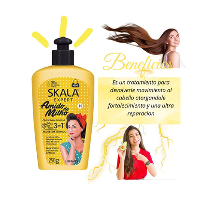 Crema de Peinar Almidón de Maíz Skala 250ml Protector Térmico Define