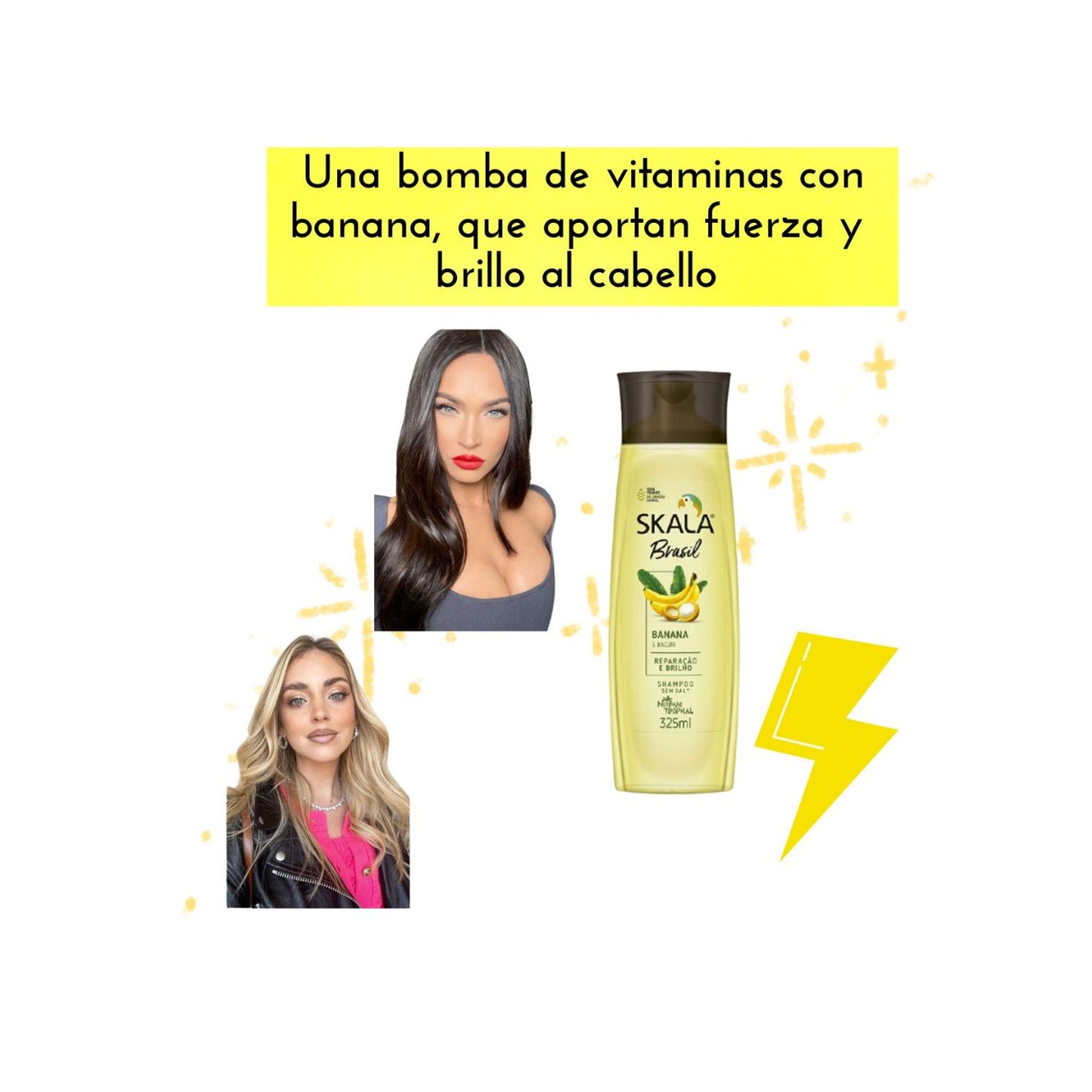 Shampoo Banana y Bacauri Skala 325ml Nutre Antifrizz Reconstruye
