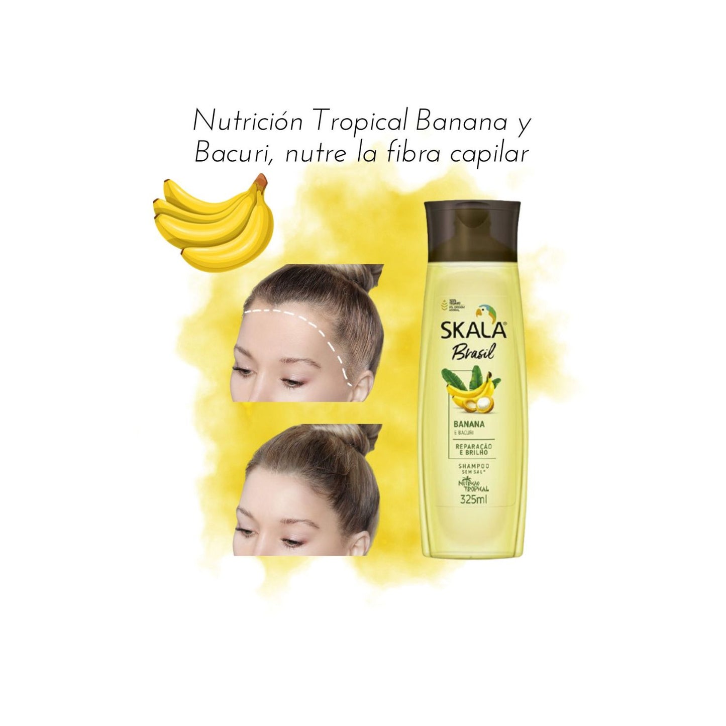 Shampoo Banana y Bacauri Skala 325ml Nutre Antifrizz Reconstruye