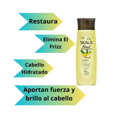 Shampoo Banana y Bacauri Skala 325ml Nutre Antifrizz Reconstruye