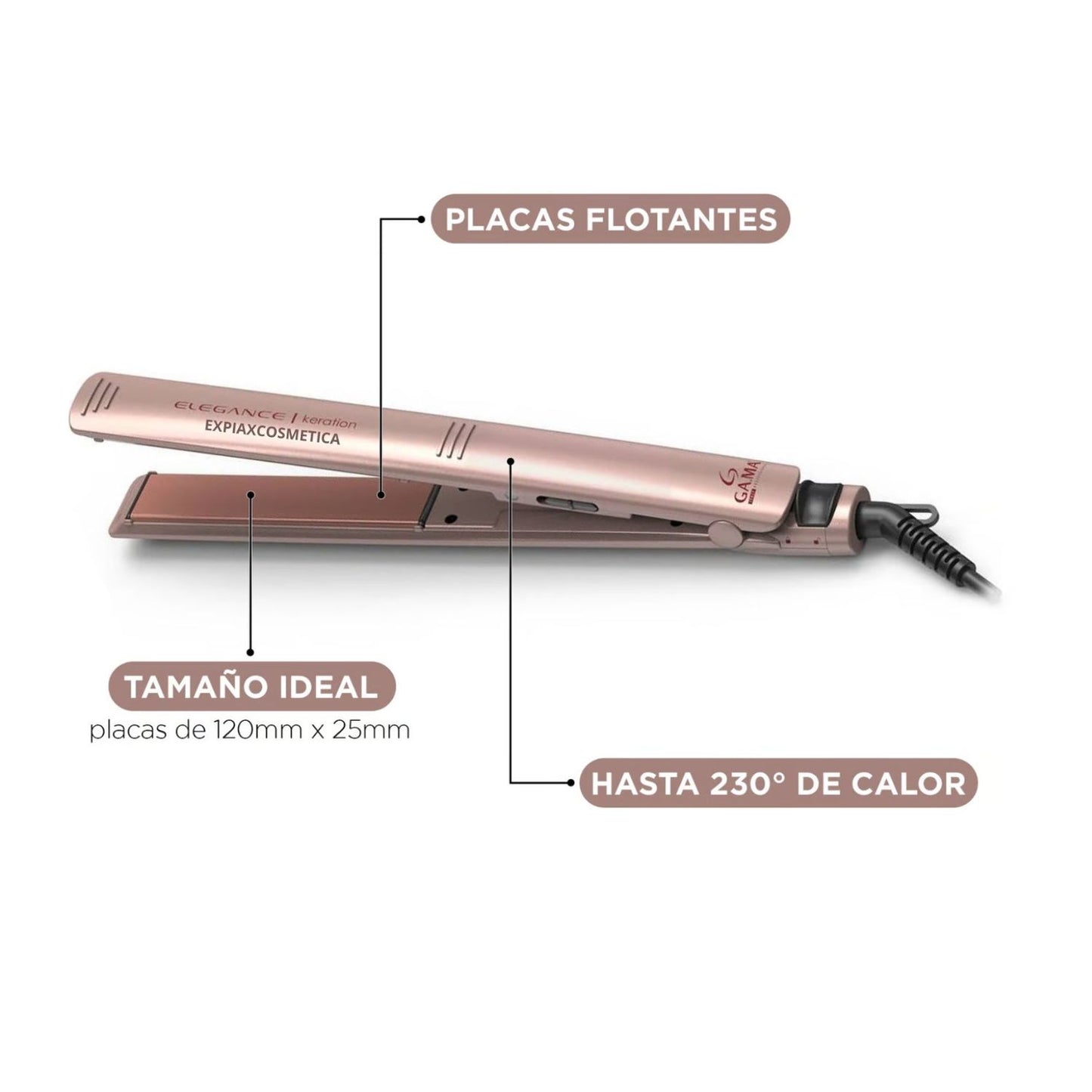 Plancha Alisadora Elegance Keration Gama Ultra Slim Protector Keratina
