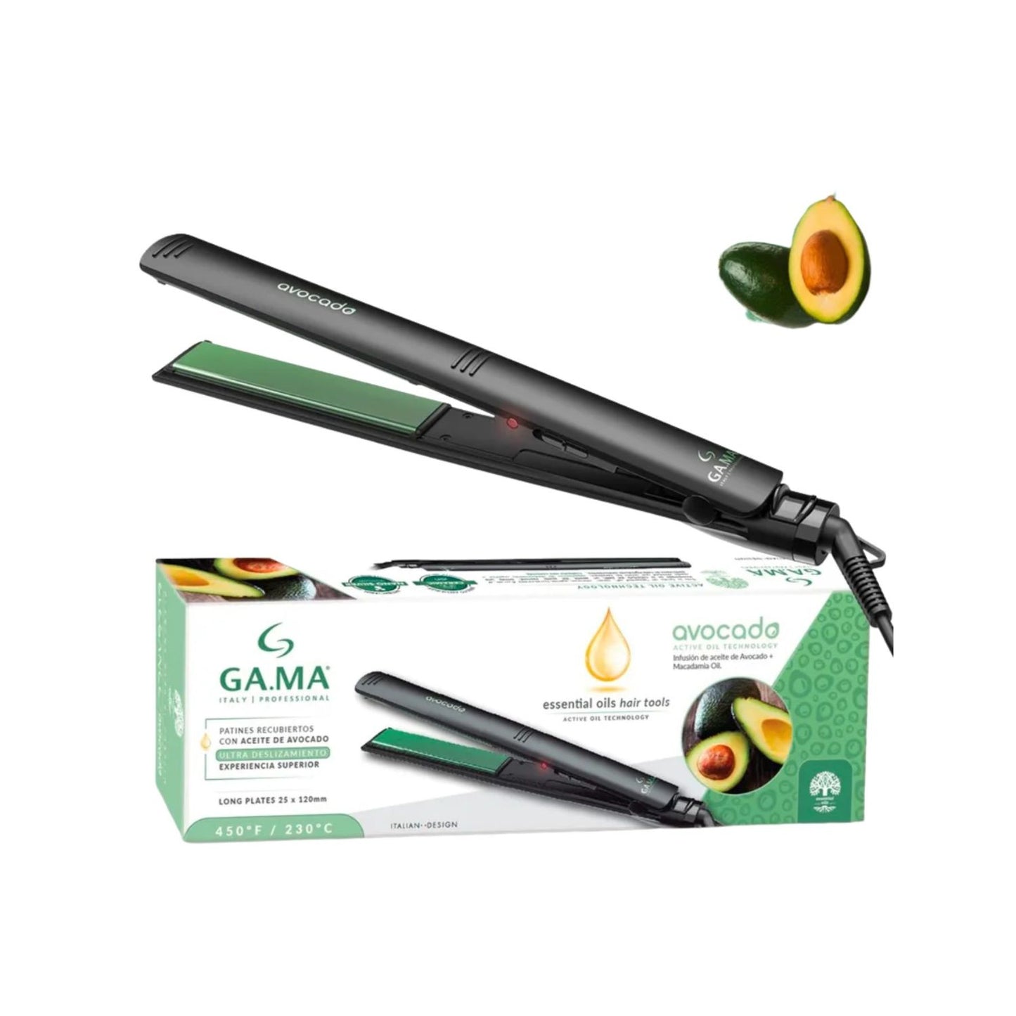 Plancha Alisadora Gama Elegance Avocado Ceramic Ion Active Oil Brillo