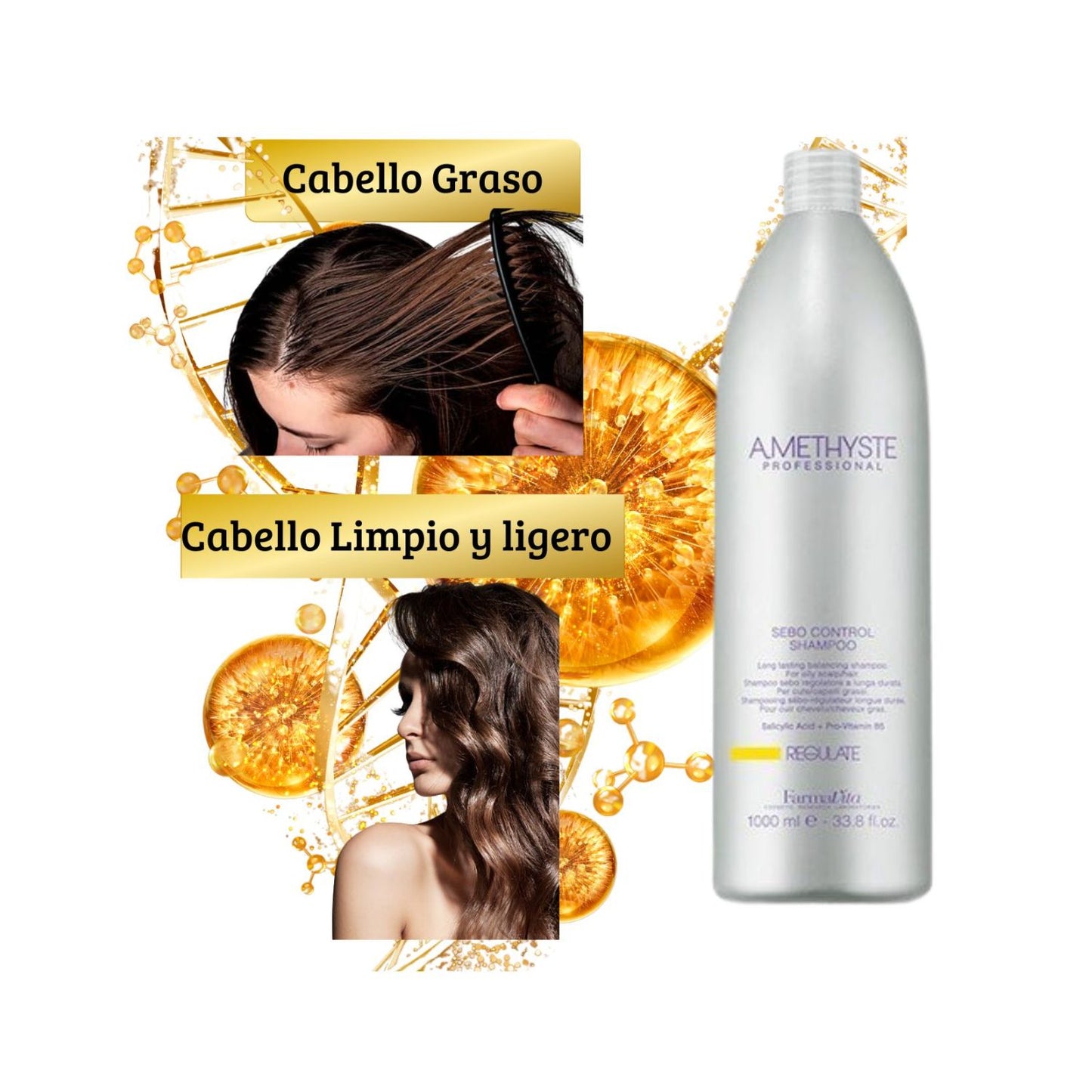 Shampoo Farmavita Amethyste Regulate 1000ml Acido Salicílico
