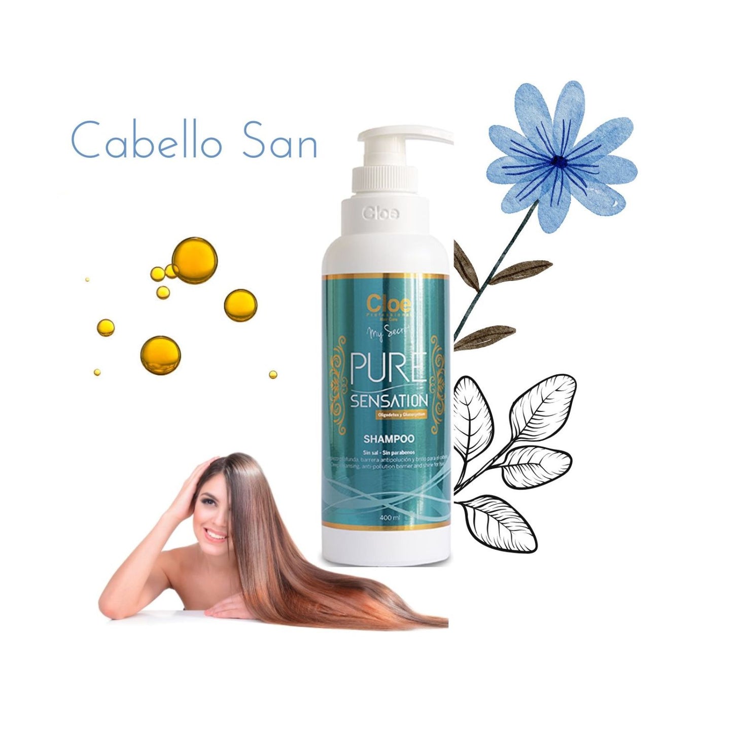 Shampoo Cloe Pure Sensation Clear Mejora El cuero Cabelludo.
