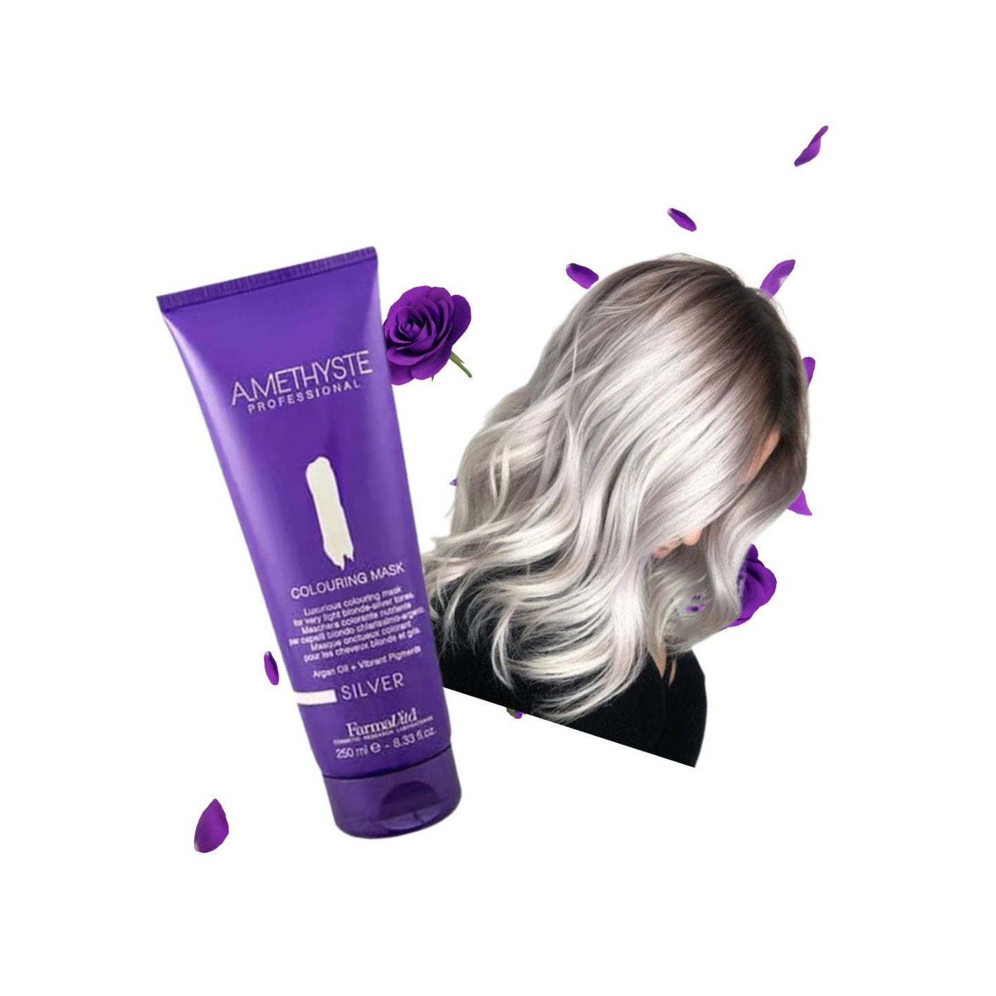 Mascara Farmavita Amethyste Colorin Silver 250ml Cabellos Plateados