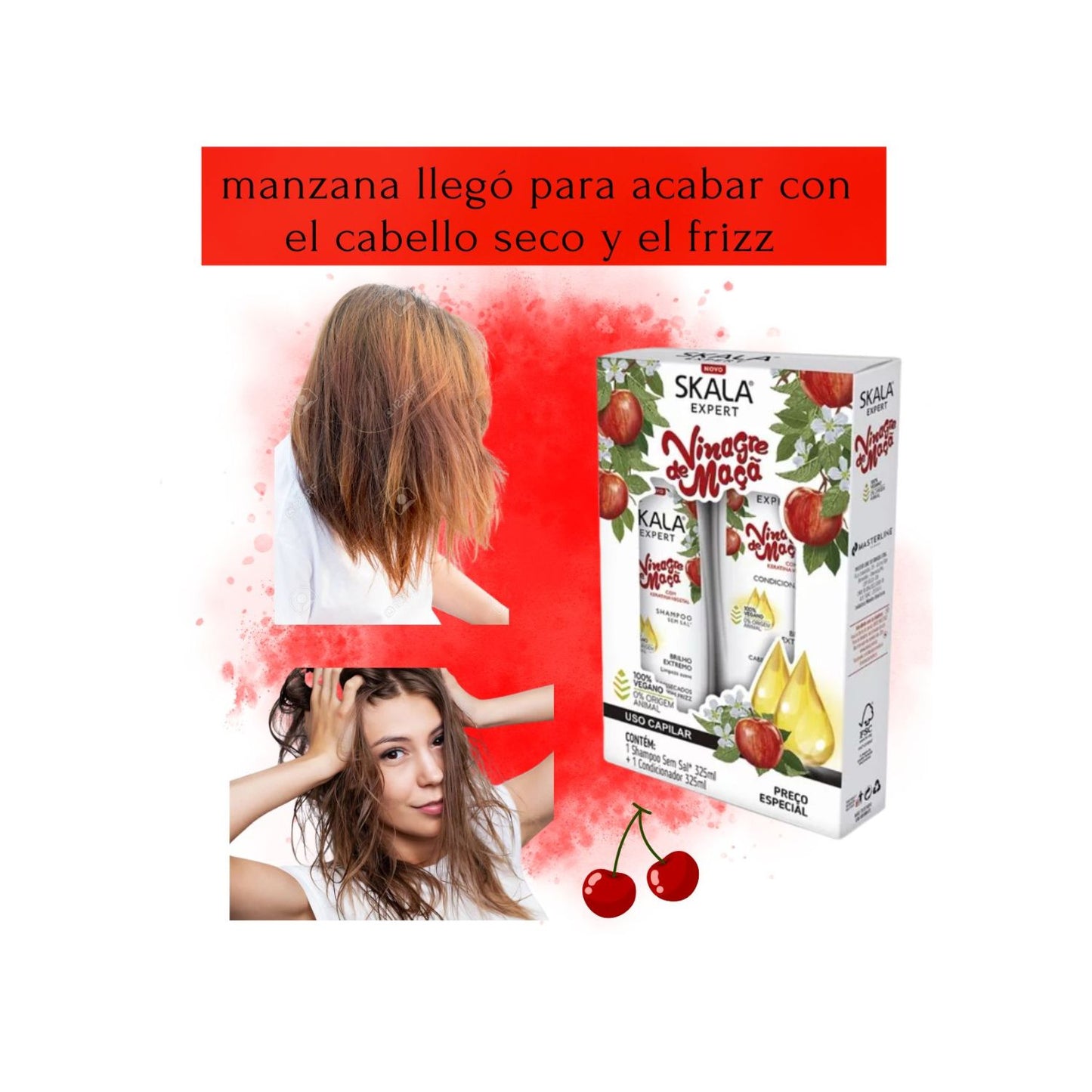 Kit Skala Vinagre de Manzana Shampoo sin sal Acondicionador