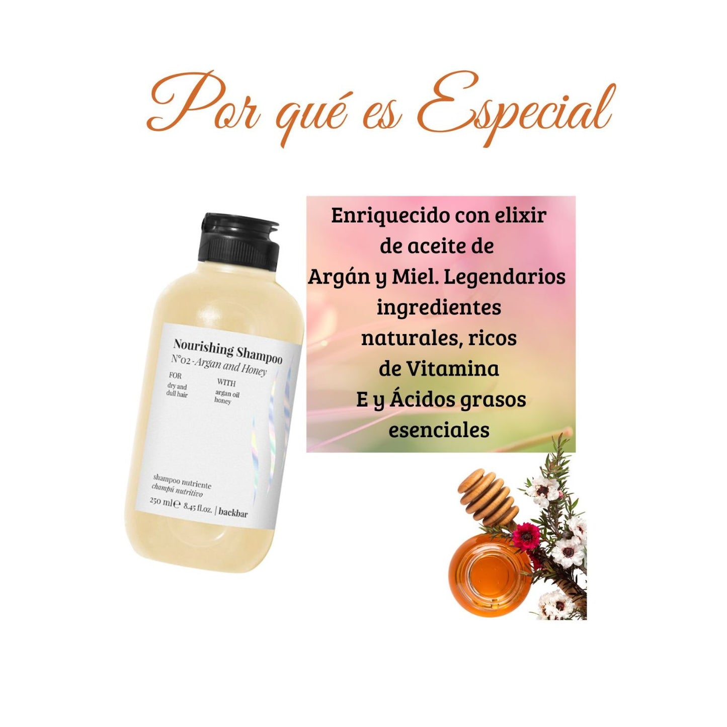 Shampoo Farmavita BackBar Argan Y Miel 250ml Nutrición