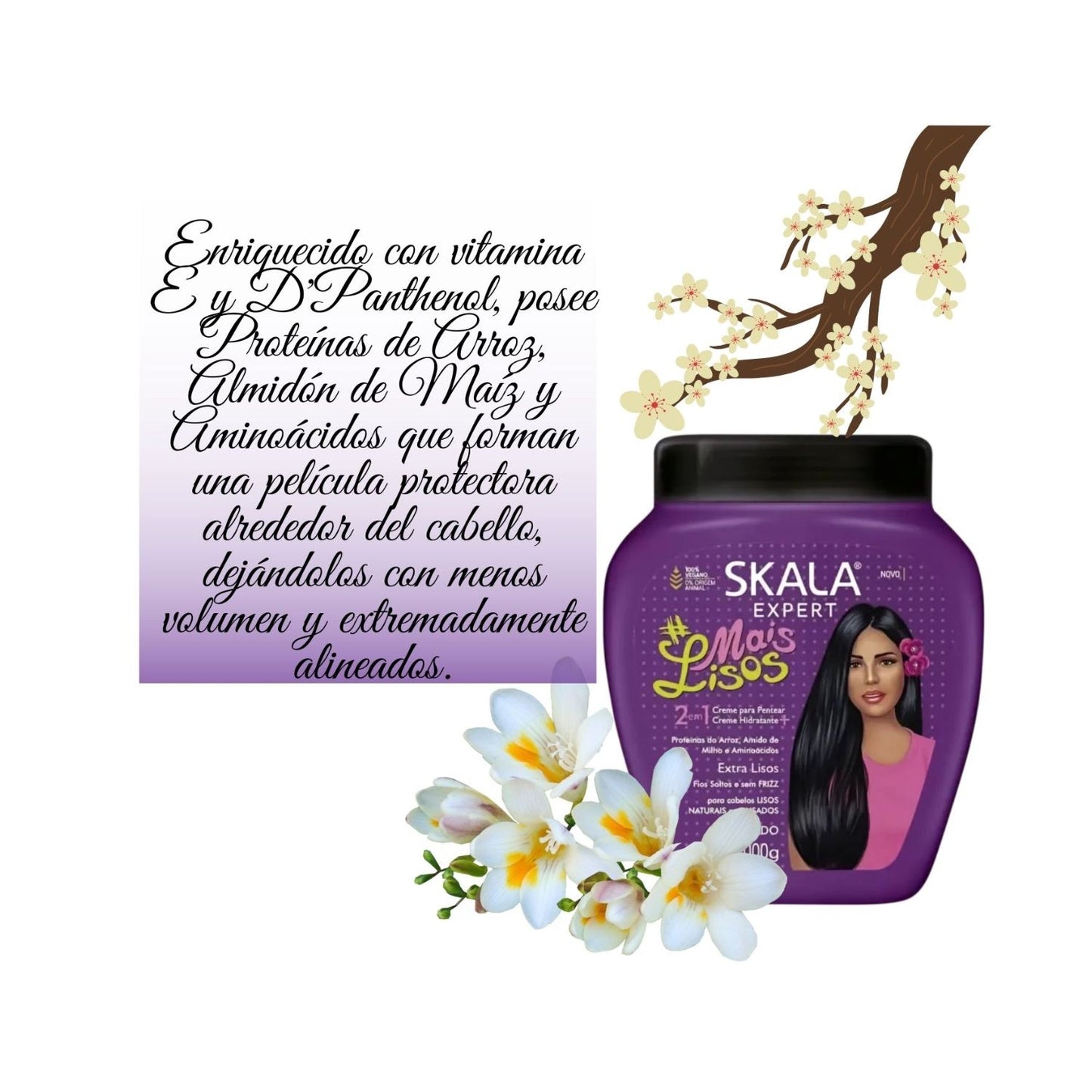 Mascara Skala Tratamiento Mais Lisos 2 en 1 1000ml Cabello liso Vitamina E Repara