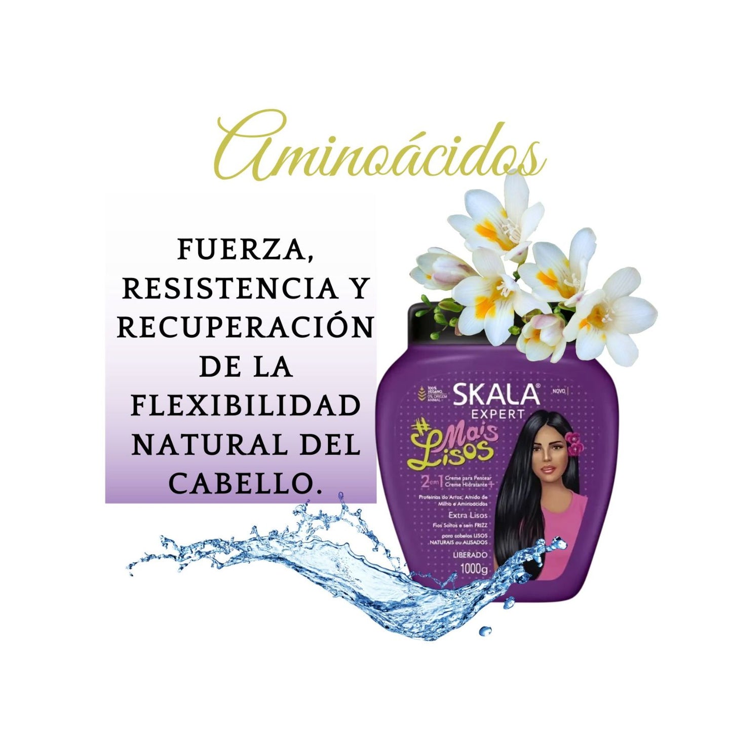 Mascara Skala Tratamiento Mais Lisos 2 en 1 1000ml Cabello liso Vitamina E Repara