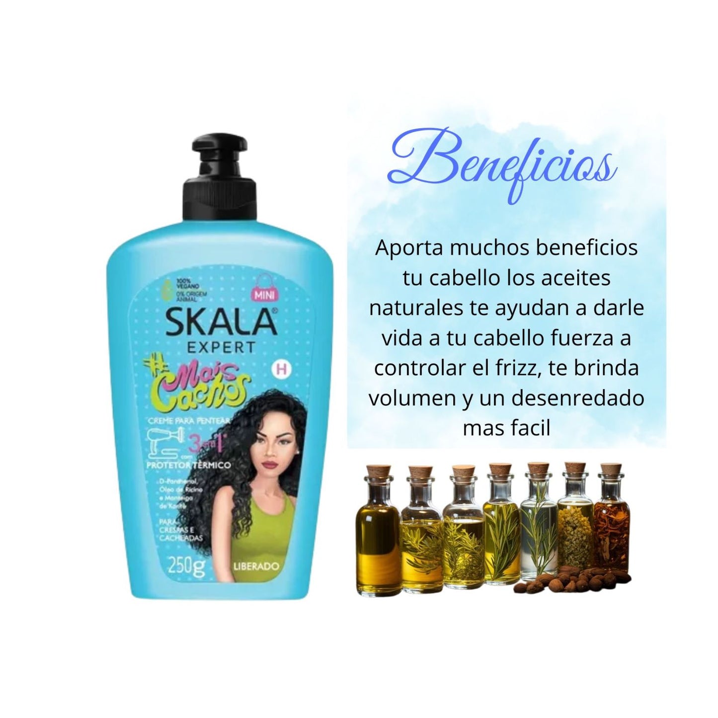 Crema Para Peinar 3 en 1 Mais Cachos Skala 250g Hidrata Brillo