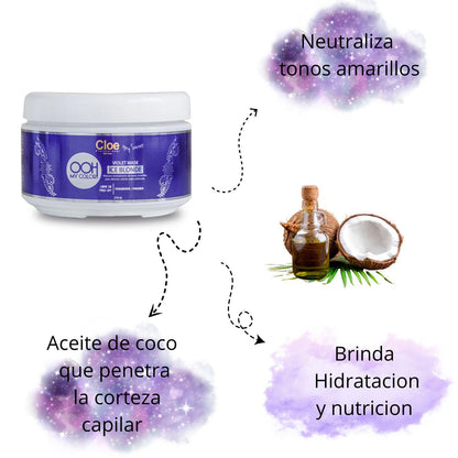 Máscara Cloe Ooh My Color Ice Blonde 270gr Matiza Hidrata Neutraliza