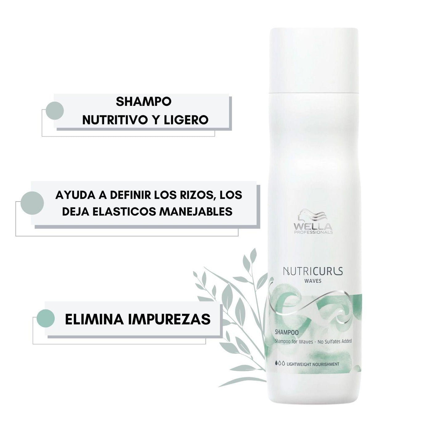Shampoo Wella Nutricurls Micellar 250ml Rizos Hidrata Limpieza Suave