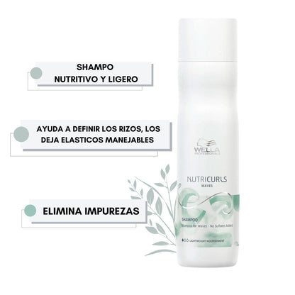 Shampoo Wella Nutricurls Micellar 250ml Rizos Hidrata Limpieza Suave