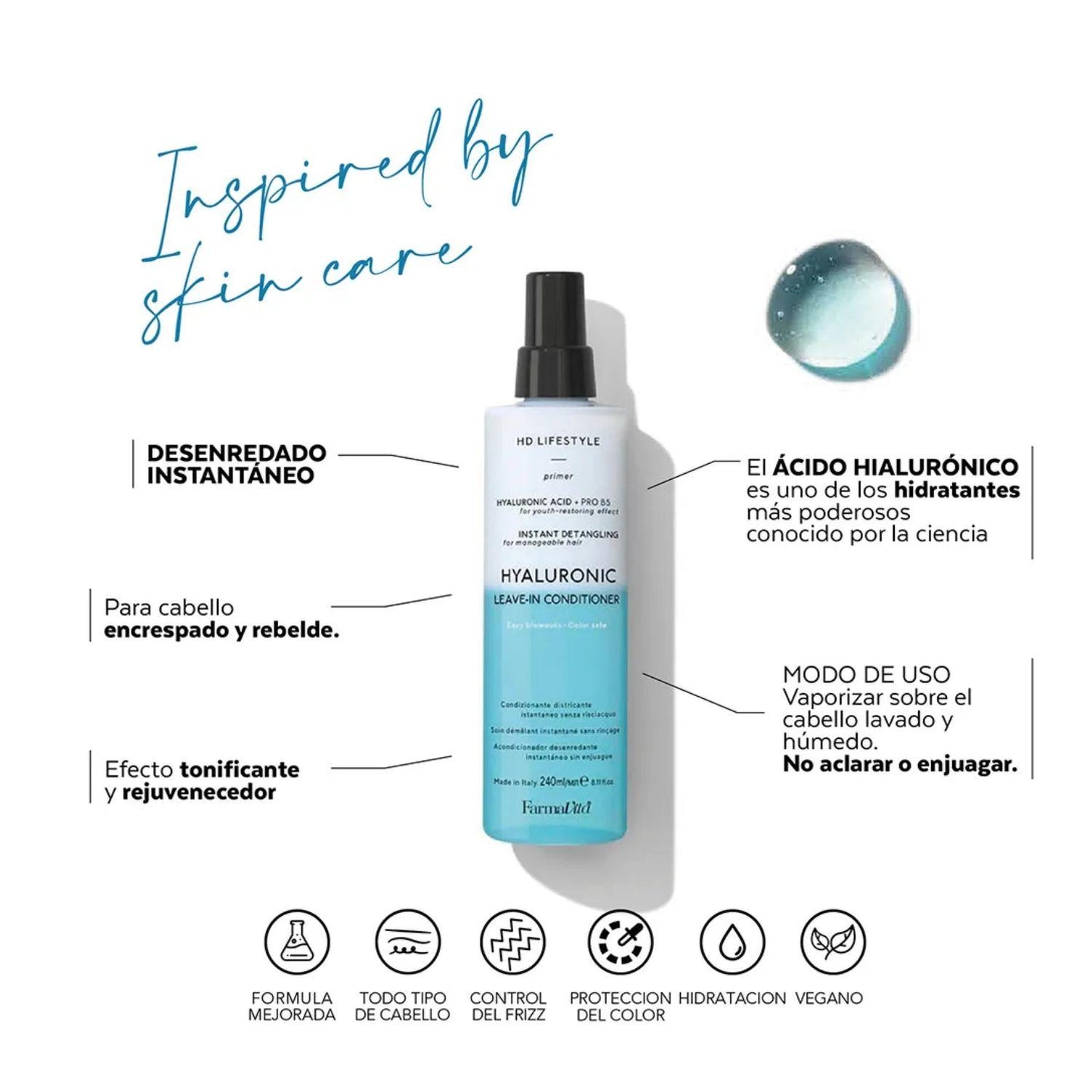 HD Life Style Hialuronico Leave In Conditioner 240ml Suaviza Nutritivo