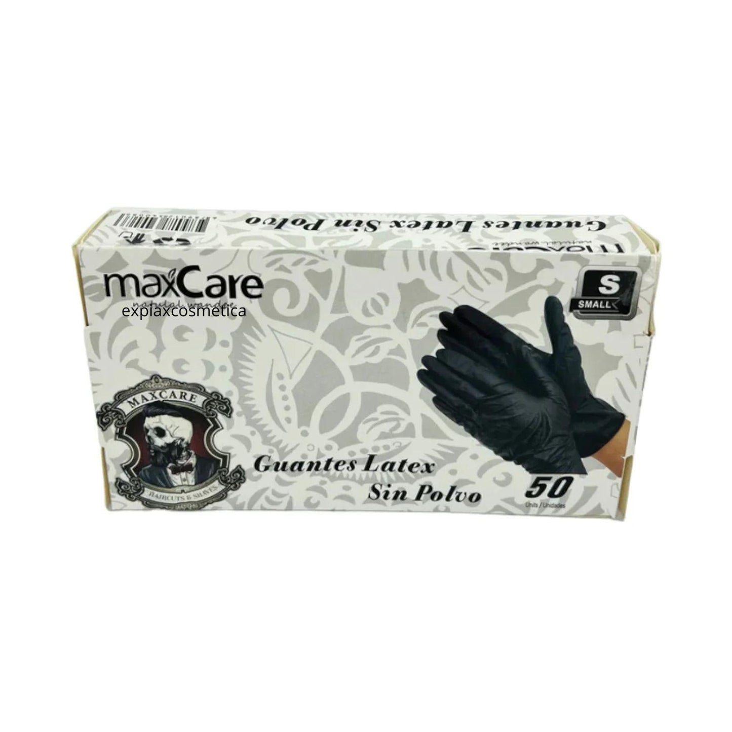 Guantes Negros de Latex Goma Maxcare 50 Unidades Talla S
