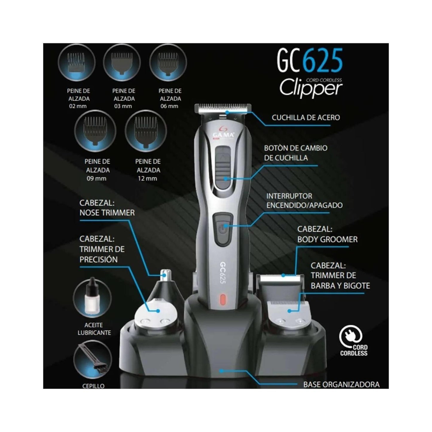Cortapelo Clipper MultiStyler GC625 Master Gama Corta Barba Cabello
